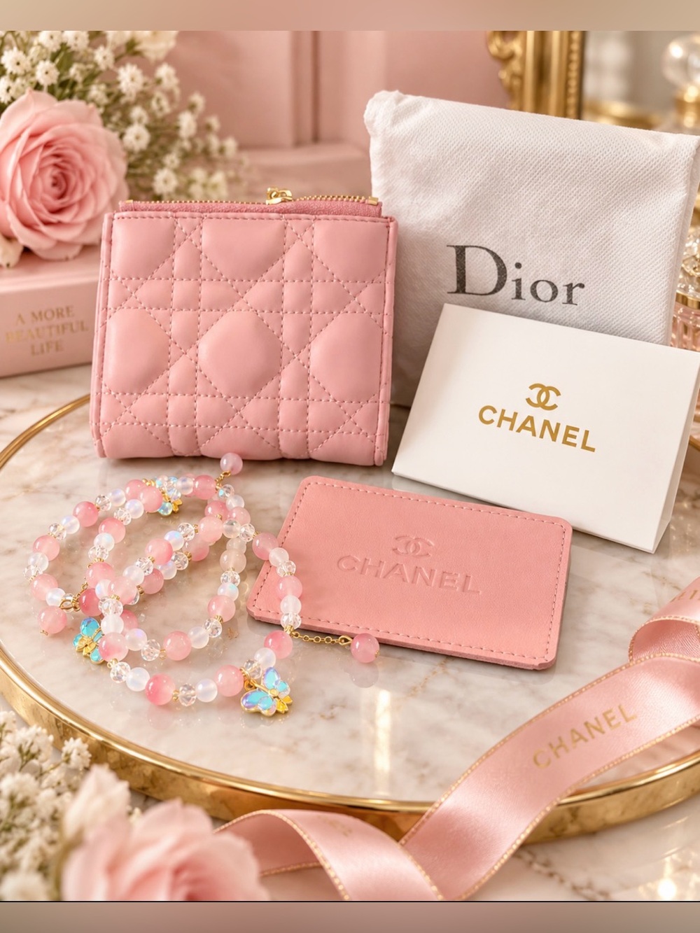 CHANEL Baby Pink Card Holder BeauTEA Bundle